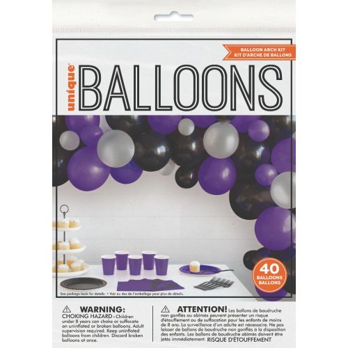 Black, Purple and Silver Balloon Arch Kit 