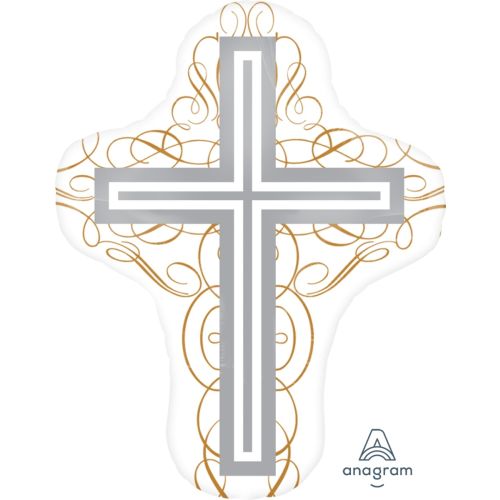 Elegant Religious Cross Supershape Foil Balloon