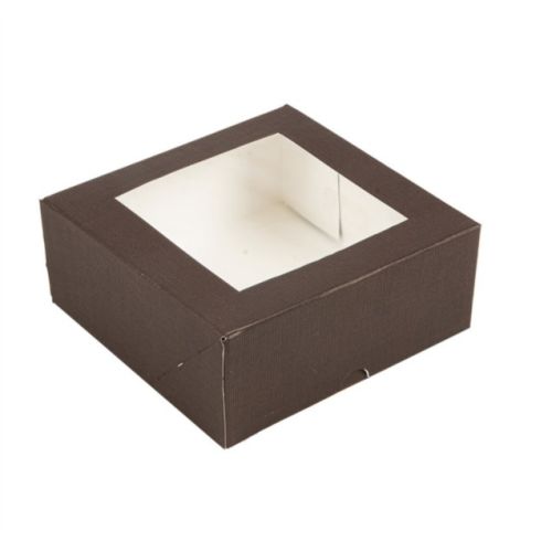 50 x Dark Chocolate 7 x 7 x 3" Windowed Cake Boxes