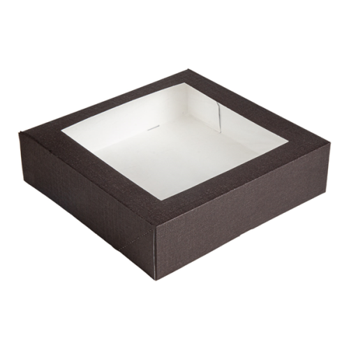 50 x Square 12 x 12 x 3" Black Windowed Cake Boxes