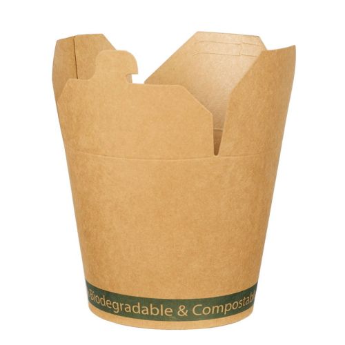 500 x Kraft Brown Compostable Noodle Pails - 2 Sizes