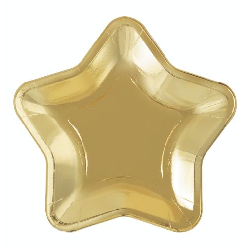 8 x Gold Star Shaped Plates 
