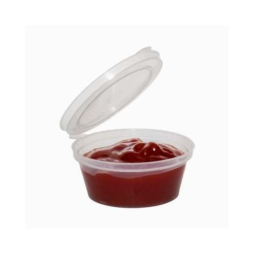 100 x 2oz Hinged Lidded Plastic Sauce Pots
