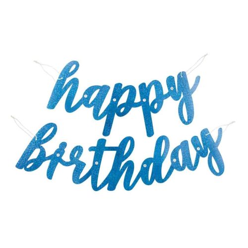 Holographic Blue Happy Birthday Letter Banner