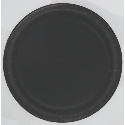 16 x Black Round Party Paper Plates