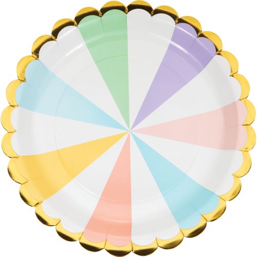 8 x Pastel Celebration Scalloped Paper Plates