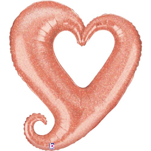 Rose Gold Holographic Cutout Heart Supershape Foil Balloon