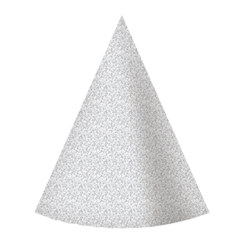 6 x Silver Glitter Cone Hat