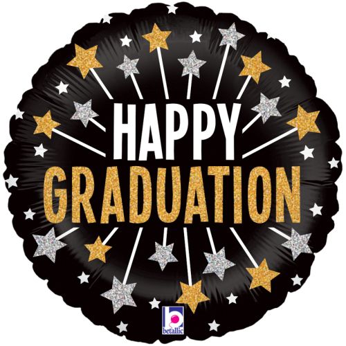 Glittering Graduation Stars Standard Foil Balloon