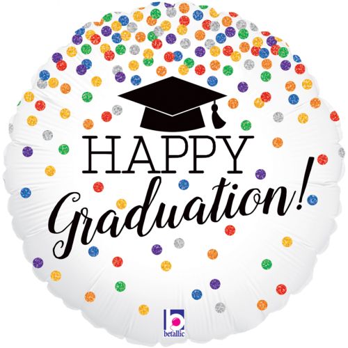 Happy Graduation Glitter Dot Foil Balloon