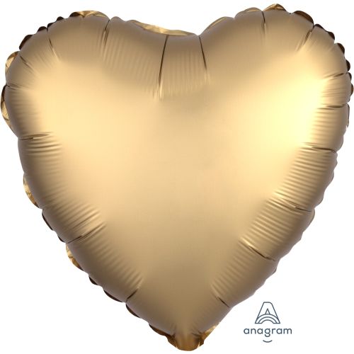 Gold Sateen Satin Luxe Heart Standard Foil Balloons 