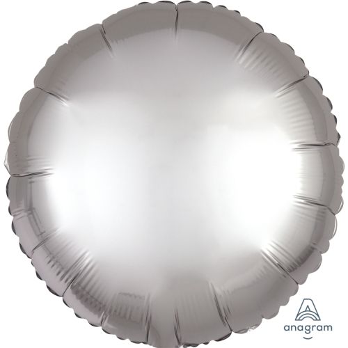 Platinum Silver Satin Round Luxe Standard Foil Balloons