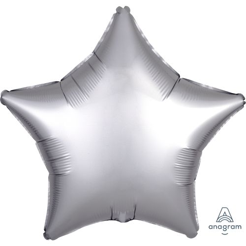 Platinum Silver Satin Luxe Star Standard Foil Balloons