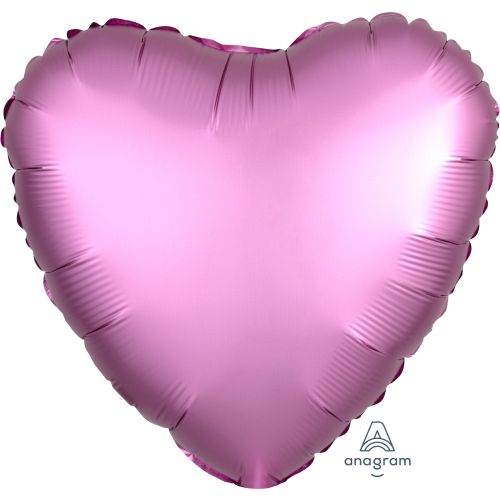 Flamingo Pink Satin Luxe Heart Standard Foil Balloons