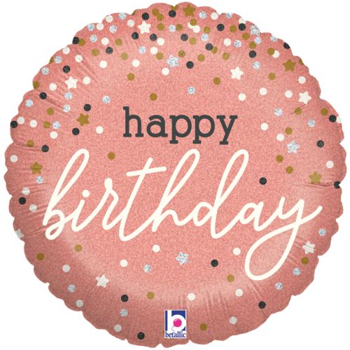 Rose Gold Confetti Birthday Holographic Foil Balloon