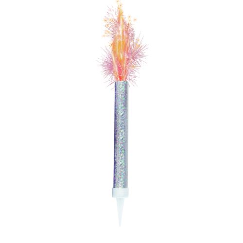 2 x Silver Prismatic Firework Candles