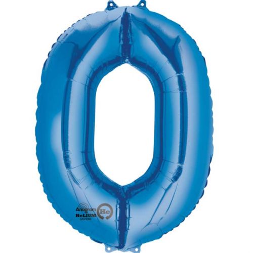 Large 34" Blue Foil Number 0 Balloons
