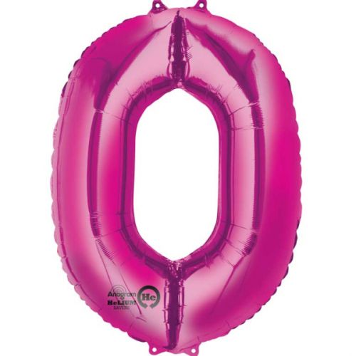 Large 34" Pink Foil Number 0 Balloons