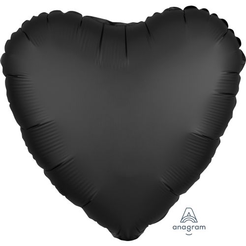 Onyx Black Satin Luxe Heart Standard Foil Balloon