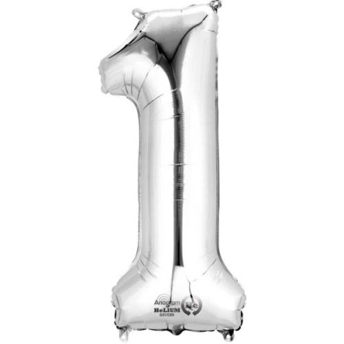 Large 34" Silver Foil Number 1 Balloon