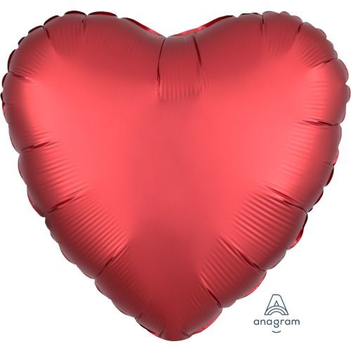 Sangria Red Satin Luxe Heart Standard Foil Balloons