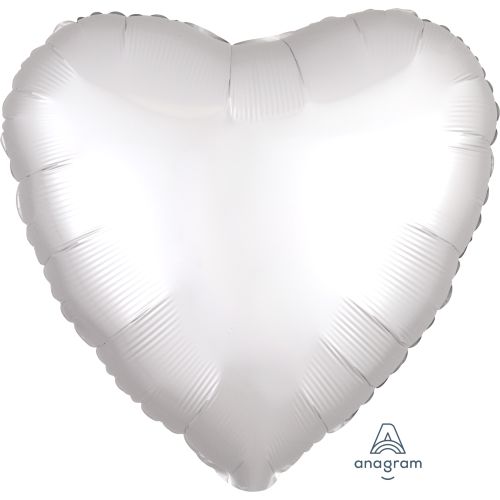 White Satin Luxe Heart Standard Foil Balloon