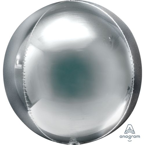 Metallic Solid Colour 3D Orbz Foil Balloons-Silver