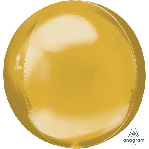 Metallic Solid Colour 3D Orbz Foil Balloons-Gold