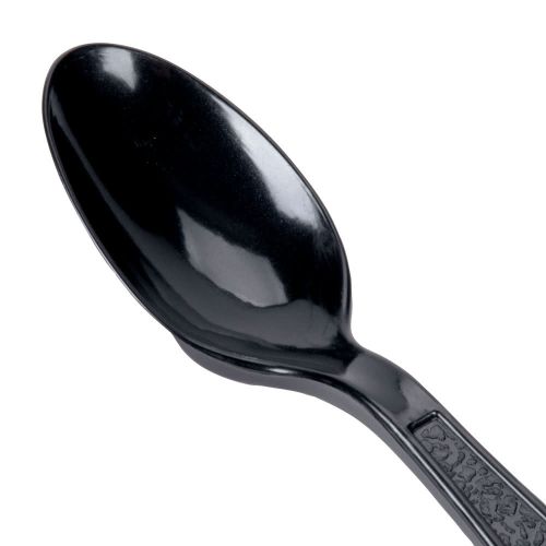 100 x Heavy Duty Reusable Black Plastic Dessert Spoons