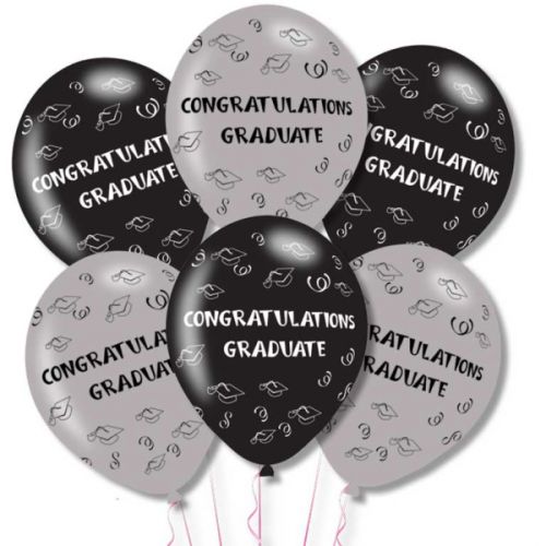 6 x Congratulations Graduate Latex Balloons Pack