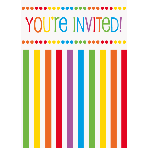 8 x Rainbow Party Invitations