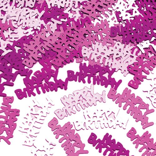 Happy Birthday Pink Shimmer Metallic Confetti
