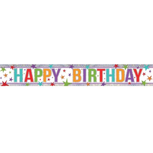 Multicoloured Happy Birthday Stars Foil Banner