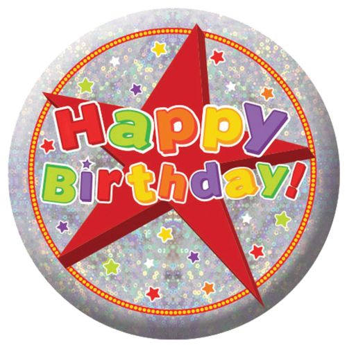 Happy Birthday Holographic Badge 