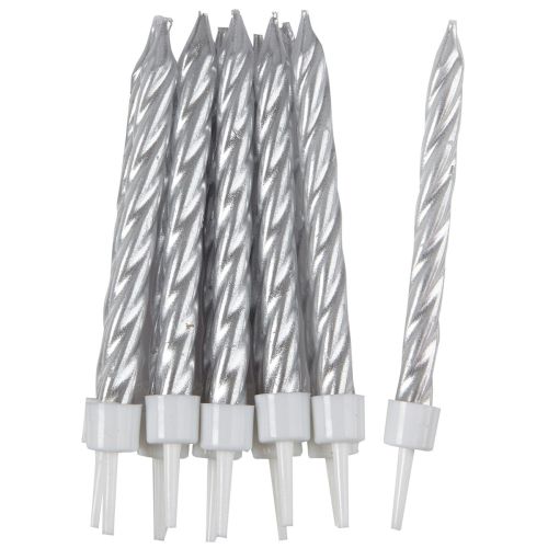 Metallic Coloured Spiral Candles and Holders (Pack of 10 )