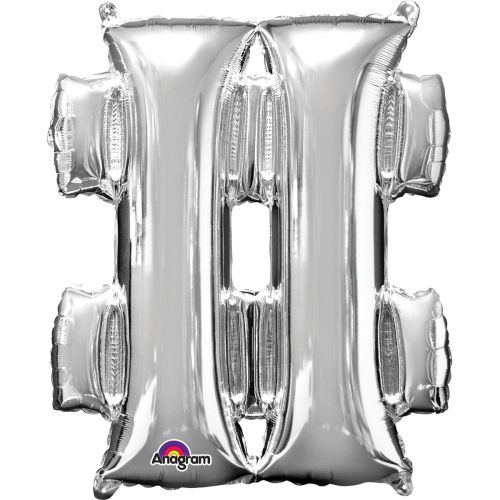 16" Silver Air Fill # Hashtag Balloon