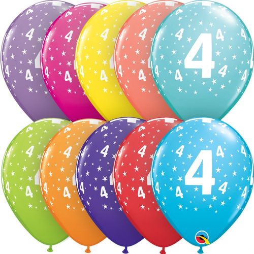 Age 4 Printed Latex Balloons