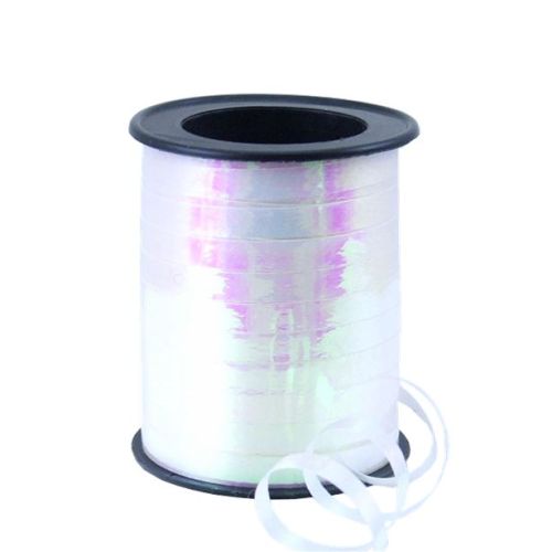 230m Iridescent Colour Curling Ribbon Reels-White