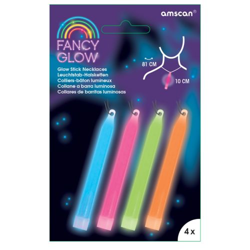 4 x Assorted 4" Glow Stick Necklaces 