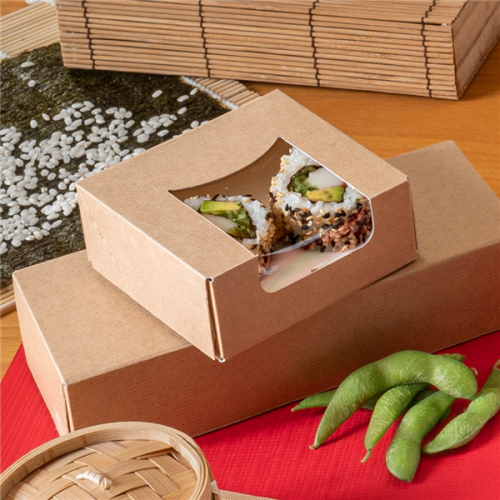 Kraft Rectangular/Square Windowed Sushi Boxes