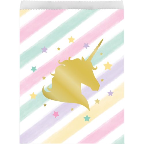 10 x Pastel Stripe Unicorn Paper Party Bags