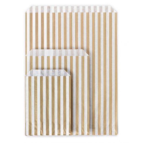 1000 x Gold Striped 7" x 9" Paper Counter Bags