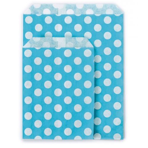 1000 x Light Blue Polka Dot 7" x 9" Paper Counter Bags