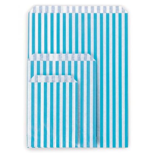 1000 x Light Blue Striped 7" x 9" Paper Counter Bags