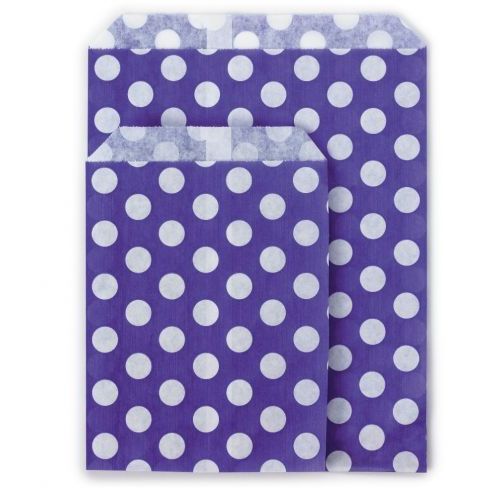1000 x Purple Polka Dot 7" x 9" Paper Counter Bags