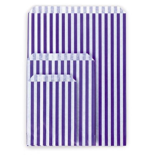 500 x Purple Striped 10" x 14" Paper Counter Bags