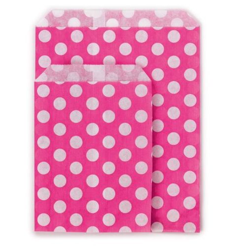 1000 x Hot Pink Polka Dot 5" x 7" Paper Counter Bags