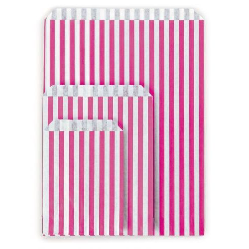 500 x Hot Pink Striped 10" x 14" Paper Counter Bags