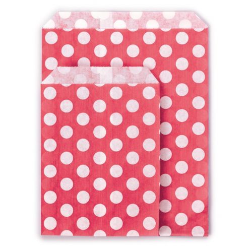 1000 x Red Polka Dot 7" x 9" Paper Counter Bags