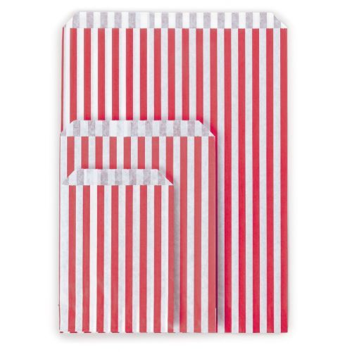 1000 x Red Striped 5" x 7" Paper Counter Bags